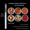Autumn Nail Flake & Powder Set, 6Boxes Fall Themed Sequin