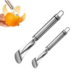 2Pcs Stainless Steel Orange Peeler, Pomelo Opener, Triangular-Blade, Zigzag-Shovel Orange Peeler Gadget for Kitchen (silver)