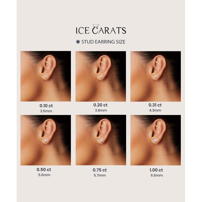 14K Solid Yellow Gold Black White Rhinestone Crystals 6mm Stud