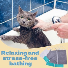 ZLXFT Cat Bathing Bag, 2 Pieces Cat Shower Net Bag, Cat Care Bag, Anti-Biting Anti-Scratch Restraint Bag, Adjustable Multifunctional for Bathing, Nail Trimming, Pet Examination