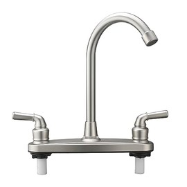 RV Non-Metallic Kitchen Faucet Brushed Nickel Two Handle-8" Main Body-High Arch-360 Swivel Replace for Motorhomes, Travel Trailers,Campers