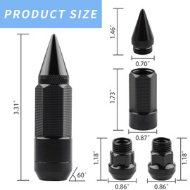 24Pcs Anti Theft Spikes Extended Tuner Wheel/Rims Lug Nut M14X1.5+Socket(Red)