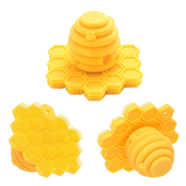 Award-Winning ScrubBEE – 100% Silicone Scrubber for Children – Promotes Effective Independent Hand & Body Washing – Easy Grip Handle – Ultra Soft Bristles – Solid Core – BPA Free (Yellow Single Pack)
