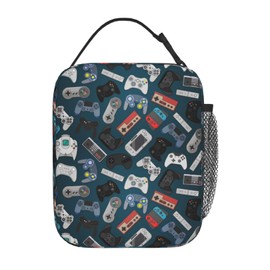 Oplp Video Game Controllers Background Lunch Bag Lunch Box Insulated Meal Bag Food Container for School Work Picnic Travel