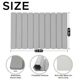 Hajigopet Absorbent Quick Dry Dish Mat, Multi-Purpose Collapsible Design,Stone Drying Mat for Kitchen Counter with Diatomaceous Earth Pads Dish Drying Mats for Kitchen Counter Grey (24"(L)×16"(W)