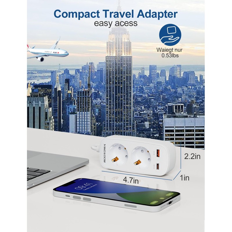 USA Adapter Socket, Travel Adapter with PD20W USB Quick Charge,