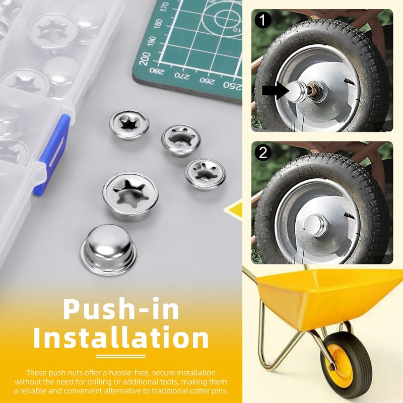 Mardatt 80Pcs Push on Pushnut Cap Stud 1/2", 1/4", 5/16",