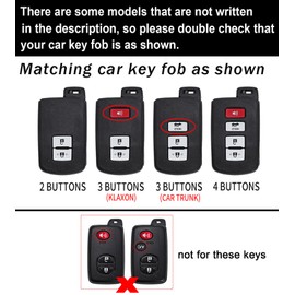 ontto Carbon Texture Key Case Fit for Toyota Avalon Tacoma Tundra 4Runner Prius RAV4 Camry Highlander Sequoia Cruise Corolla 2012-up Smart Remote Car Key Housing,4-Button-White-Red-Strips