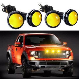 CHUSYYRAY 4PCS LED AMBER GRILLE LIGHTING KIT UNIVERSAL FIT TRUCK SUV FORD SVT RAPTOR STYLE