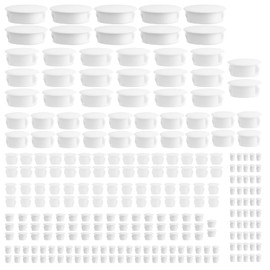 LHOEST 250PCS Plastic Plug Hole, Snap-In White Hole Plugs for Screw Caps Covers, Fastener Screw Hole Cover for Cabinet Furniture Locking 0.19"/0.23"/0.31"/0.39"/0.47"/0.59"/0.78"/1.18"