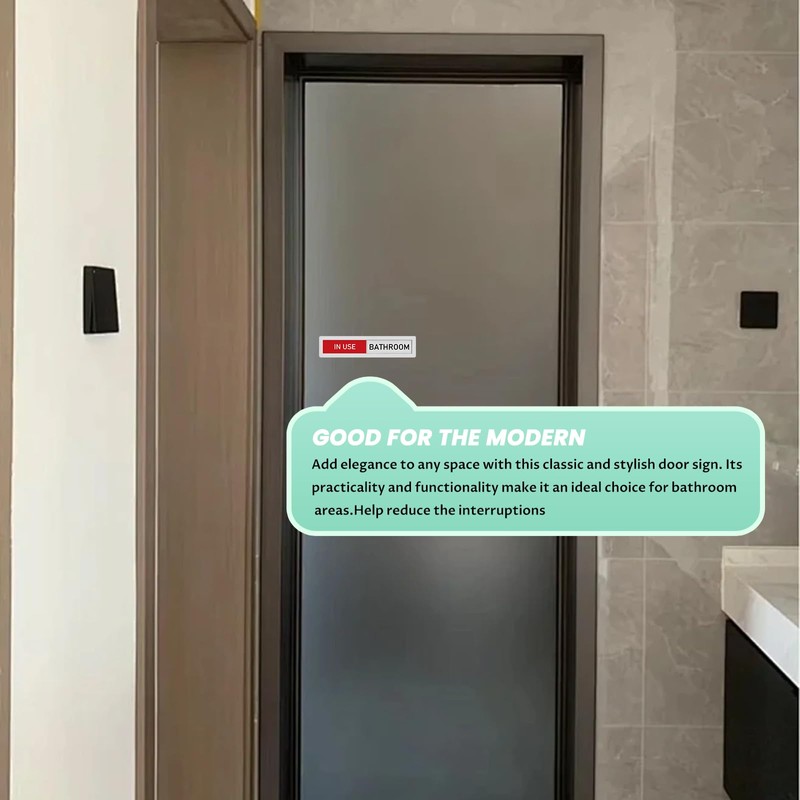 Bathroom Sliding Door Signs, In Use/Available Slider Sign Brushed Silver