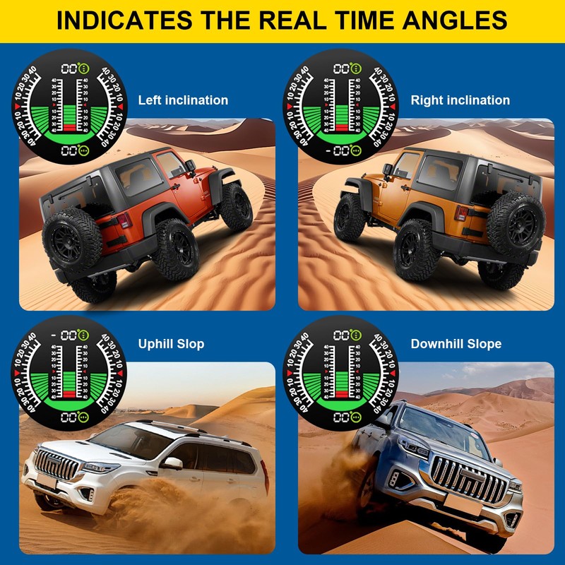 Car Inclinometer for Off-Road Driving, GPS Speedometer MPH KMH with