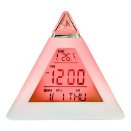 Led Alarm Clock, Pyramid Shaped Alarm Clock, Electric Digital Alarm Clock, Displays Temperature Time Date Alarm Clock for Bedroom Living Room