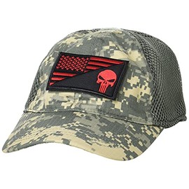 F Style Cap with Stars and Stripes Patch, Sweat Absorbent, Quick Drying, Tactical Camo Mesh, Gray, Free Size, gray