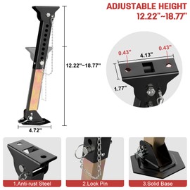Telescoping Trailer Stabilizer Jacks 2 Pack, Trailer Stabilizer Jacks Adjustable from 12" to 18", Telescoping RV Camper Accessories, Slide Out Supports 1000 Lbs Capacity Each for Utility Trailer