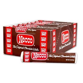 Necco Wafers Chocolate Flavored Hard Candy Rolls - Bundle Packs (2-Ounce Rolls) (Pack of 24)