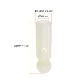 HARFINGTON 10pcs Umbrella Tail Beads 6mm Hole Dia 28.6mm Length PP Plastic Umbrella Bone Cover for Outdoor Umbrella Cover Parts, White