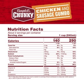 Campbell’s Chunky Soup, Chicken and Sausage Gumbo, 18.8 Oz Can