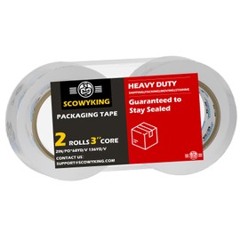Scowyking Heavy Duty Packing Tape 2 Rolls, Total 136Y, Clear, 2.7 mil, 2 inch x 68 Yards,Ultra Strong,Packaging Tape Refills for Shipping Moving Sealing Bulk