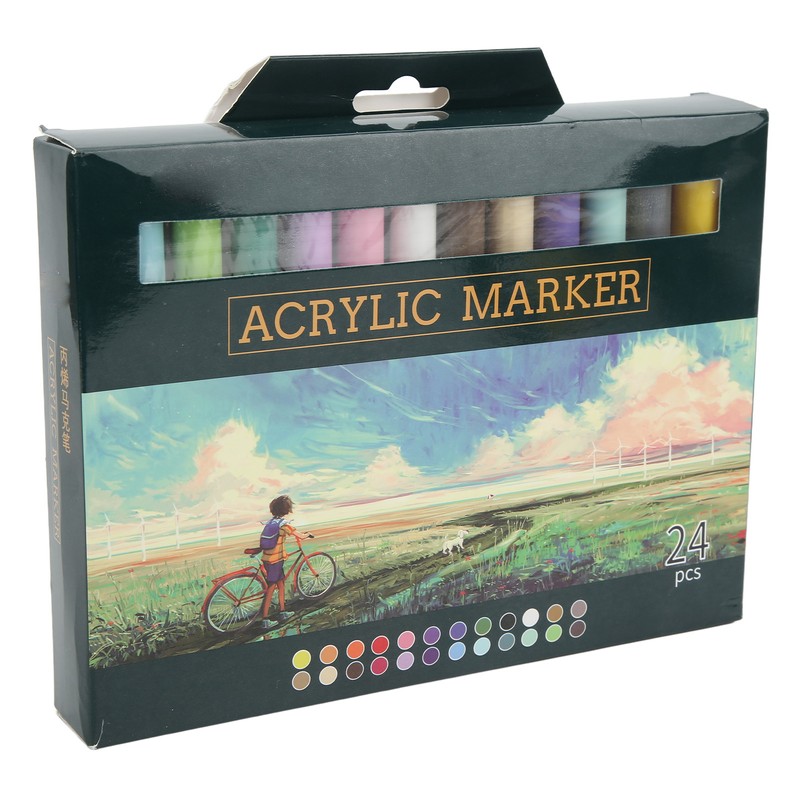24Pcs Acrylic Paint Markers Multi Function Safe Nontoxic Moistureproof Quick