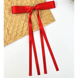 24 PCS Hair Bows Clips Ribbon,Mini Satin Hair Bows With Long Tail for Women and Girls Hairstyle Accessory Gift (Red)