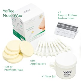 Yoffee Original Nose Wax Kit, Nose Hair Removal Set, for Men and Women, Organic Beeswax, Nose Wax Set with 10 Recyclable Applicators, Paraben-Free, 60 g, Made in Spain