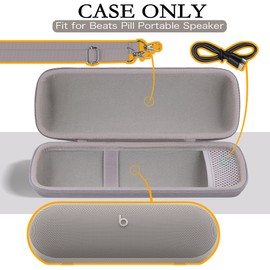 for Beats Pill 2024 Wireless Bluetooth Speaker Hard Protective Case with Shoulder Strap, Portable Travel Case Replacement (Sandstone Case) - co2CREA
