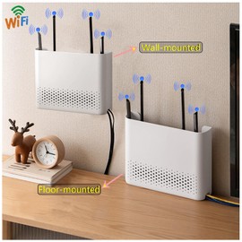 PZPIUGY Wireless WiFi Router Storage Boxes Cable Wire Holder Wall Hanging Plug Board Storage Shelf Router Shelf Wall Mounted WiFi Router (30 x 6 x 22 cm)