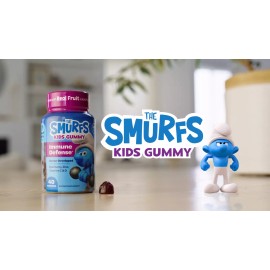The Smurfs Immune Support Gummy for Kids with Elderberry, Zinc, Vitamin C & D, 40 Gummies
