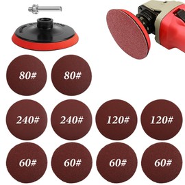 5 Inch Sandpaper Discs,Sanding Discs Pad Kit for Drill Sanding Attachment Sanding Discs for Drill No Hole Hook and Loop 60/80/120/240 Grits Assorted for Random Orbital Sander,12Pcs