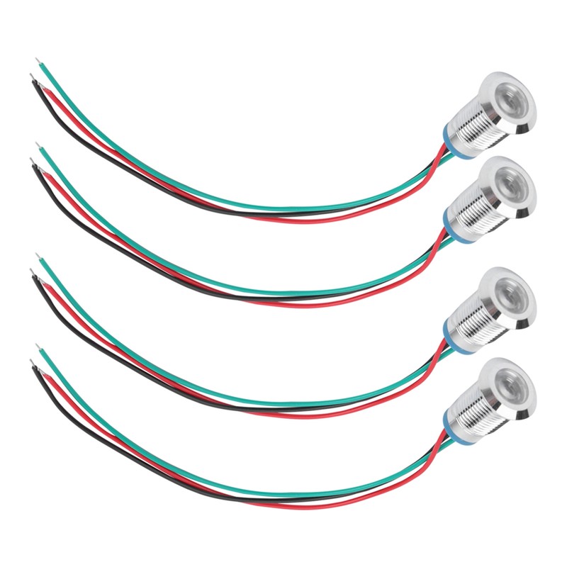 4 Sets PreWired Round LEDs Waterproof Metal 2Color Indicator Common