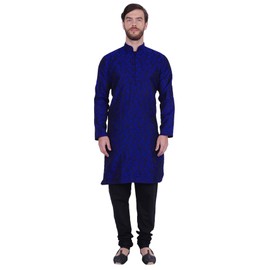 Maple Clothing Pijama de seda jacquard, india para boda, fiesta, para hombre, Azul / Patchwork, 3X-Large