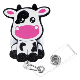 Gjinxi Badge Reel Holder Retractable with ID Clip for Nurse Nursing Name Tag Card Cute Funny Cow ID Clip Badge Reels Retractable for Nurse Medical Assistant Hospital Office Student Doctor Women(Pink)