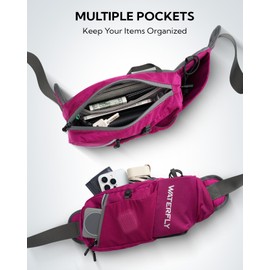 WATERFLY Bum Bag Men Women with Bottle Holder: Sporty Small Belt Bag Stylish Jogging Waist Bag Dog Training Bum Belt MTB Hip Bag Travel Bum Bag Sport Hip Bag, antique pink