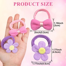 VARMDUKKE 12PCS Cute Flower Hair Ties, Elastic Hair Bands, Bow Hair Scrunchies for Women, Colorful Ponytail Holders Hair Accessories for Thick Thin Curly Hair