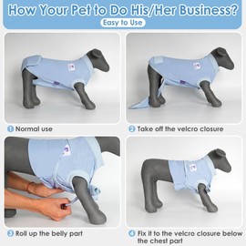 cyeollo 2pack Dog Onesie for Surgery Recovery Suit for Female Male Dogs Breathable Pet Bodysuit After Surgery for Spay, Neuter, Post Surgical Recovery Onesie Shirt for Large Dogs, Blue & Grey, XXL