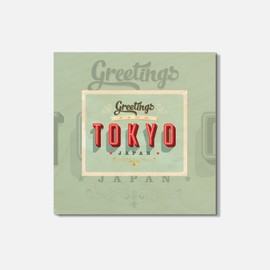 Unbranded Tokyo Japan Vintage Greetings 4'' X 4'' Square Wooden Coaster