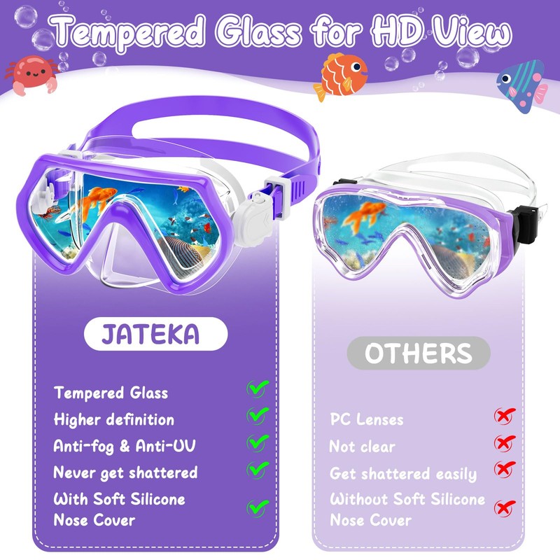 JATEKA Swimming Goggles Set for Children 4-12 Years Purple