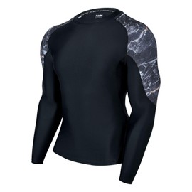 ADOREISM Men's Compression Rash Guards Long Sleeve Quick Dry Baselayer Sleeve Rashguard for Running Fishing Swimming Surfing (Magma, 2XL)