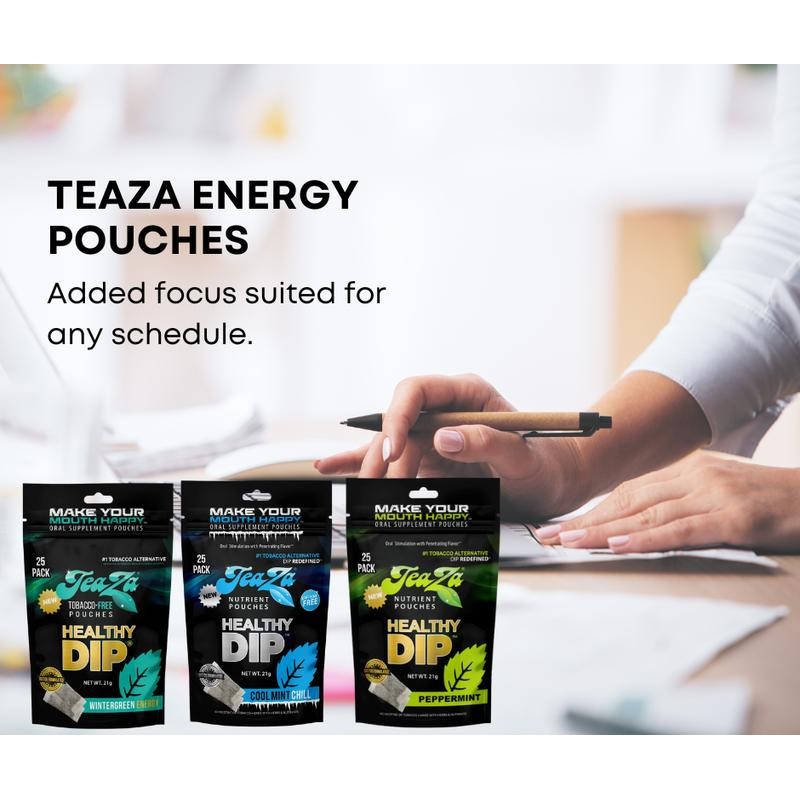 Minty Bag Bundle - TeaZa Energy Pouches with Herbal Tea