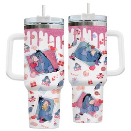 GEPOSTORE Valentines Gifts for Him Her, Blue Donkey 40 Oz Tumbler with Handle, Cartoon Tumblers Cup, Cartoon Mug, Gifts for Movies Fan