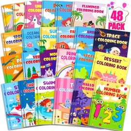 Lionoble 48 Pack Coloring Books for Kids Ages 4-8, Small Coloring Books for Kids Party Favors Bulk Birthday Gifts Goodie Bags Stuffers Classroom Activity Includes Animals Mermaid Dinosaur