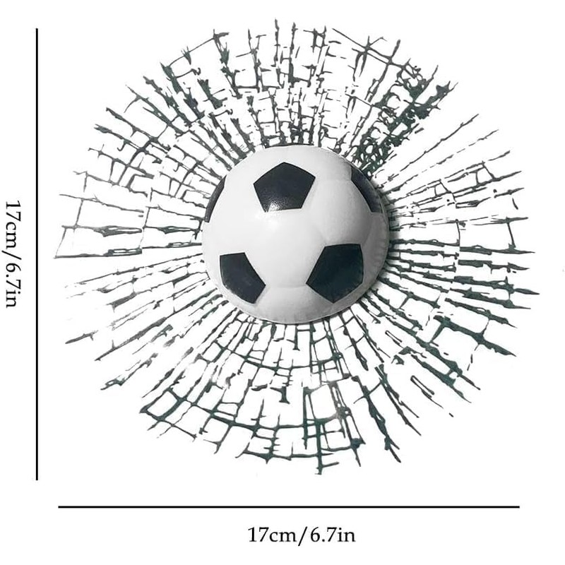 3D Prank Tricky Broken Glass Sticker, Car Styling Baseball Stereo