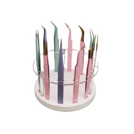 LIXIMMAZN 12 Holes Acrylic Rotatable Tweezers Holder, Eyelash Makeup Grafting Tweezer Display Stand Extensions Organizer Training Rack Beauty Tools (White)