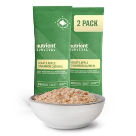 Nutrient Survival MRE Oatmeal, Hearty Apple Cinnamon (2 Single Servings) Freeze Dried Prepper Supplies & Emergency Food Supply, 40 Essential Nutrients, Gluten Free, Shelf Stable Up to 15 Years