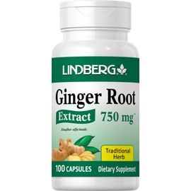 Lindberg Ginger Root Capsules | 750 mg | 100 Count | Non-GMO, Gluten Free Supplement