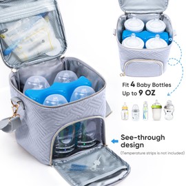 Breastmilk Cooler Bag with Ice Pack for 4 Mam Bottles Cooler Bag - See-Through Breast Pump Bag for Baby Bottles 4oz-9oz- Breastmilk Storage Bag - Bottle Cooler Bag for Daycare,Insulated Bottle Bag