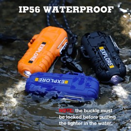 LcFun Waterproof Electric Dual Arc Lighter USB Type C Rechargeable Windproof Flameless Plasma Lighters with Flashlight for Camping, Hiking, Outdoor Survival, Tactical Gear Gifts for Men