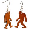 Bigfoot Earring Set Wooden Drop Handmade Sasquatch Ear Rings Ladies