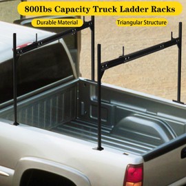 Truck Ladder Racks, Universal Pickup Ladder Rack, Extendable Steel Pick-Up Truck Ladder Rack, Low Profile Ladder Rack, Sport Bar Lumbe, 800Ibs Capacity, Two-Bar Set, Black